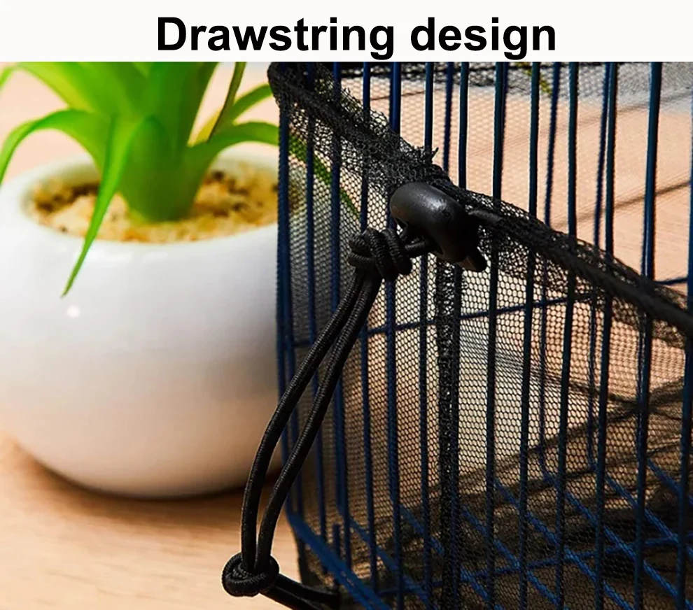 Stretchy Breathable Bird Cage Mesh Skirt Seed Guard Net Bird Cage Seed Catcher for Round Square Cage