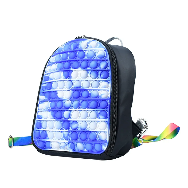 TOYSRUNNER Kids School Pop Fidget Up Backpack Silicon Simple School Bag Purse Medium Sensory Toy Backpack Pop