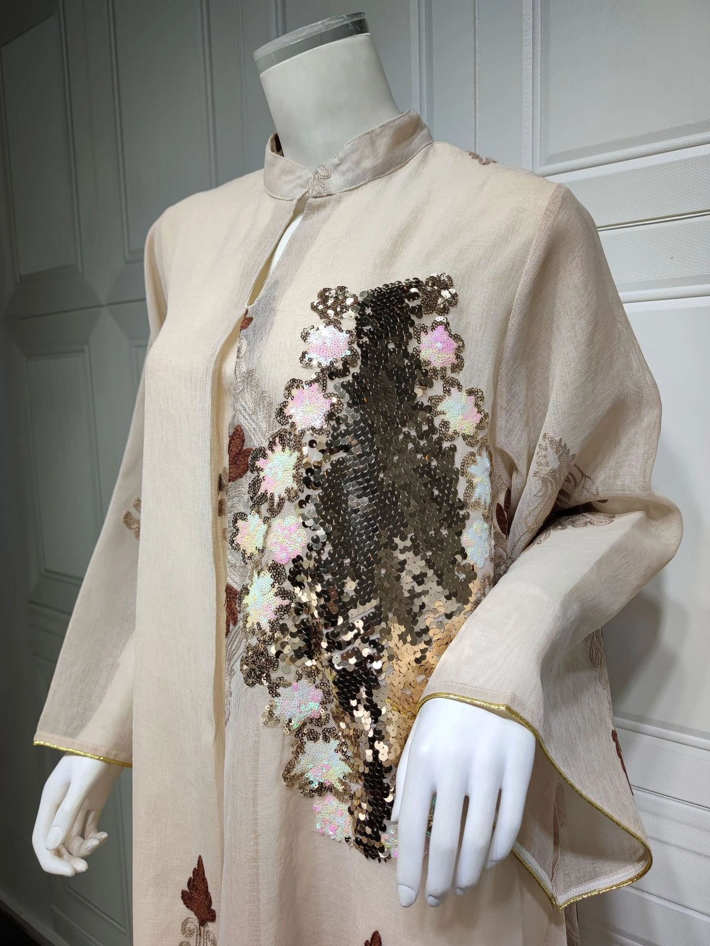 new 2024 High Quality Ethnic Clothing Sequin Islamic Women Dubai Abaya Loose Autumn Casual Dress Kaftan Dresses