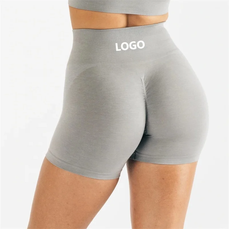 OEM Custom Recycled Material High Waist Yoga Leggings Biker Workout Sports Shorts Women Seamless Scrunch Tights Shorts