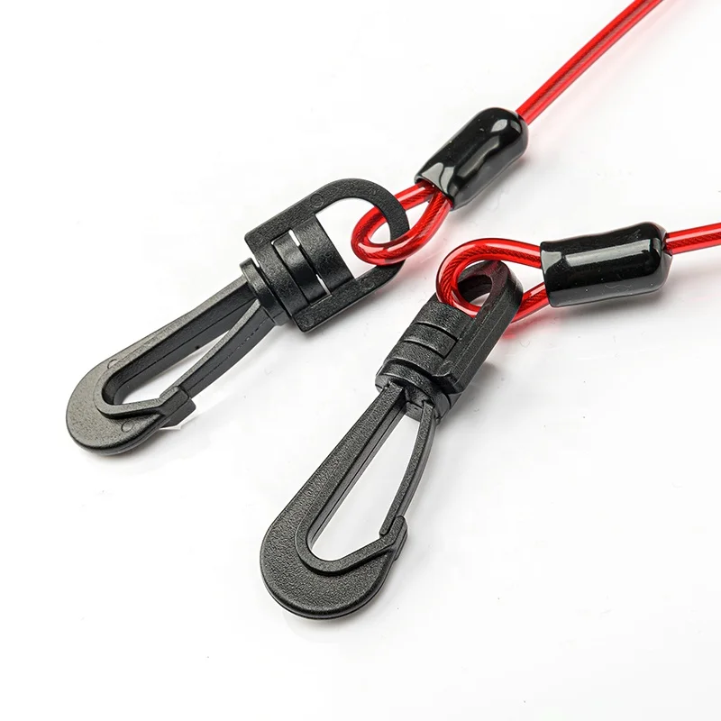 Custom PVC TPU Nylon coated tool lanyard stainless steel spiral hook steel wire tool rope for work safety protection
