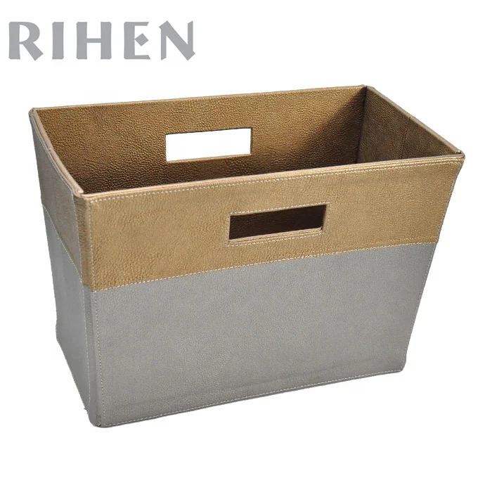 Factory Wholesale Desktop Organizer Magazine Rack PU Leather Office Counter Bookcase Display Shelf Rack for Home office