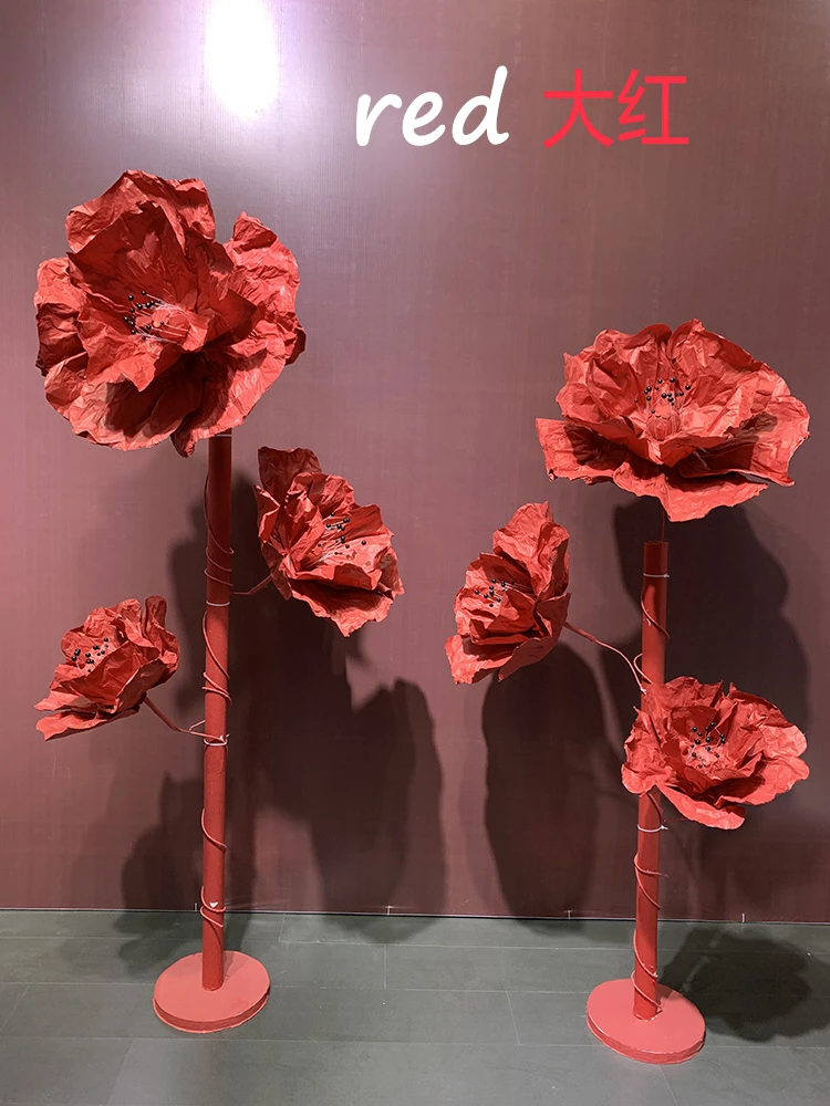 Wedding Stage Giant Paper Artificial Roses Flower Stand Decorative Artificial Flowers