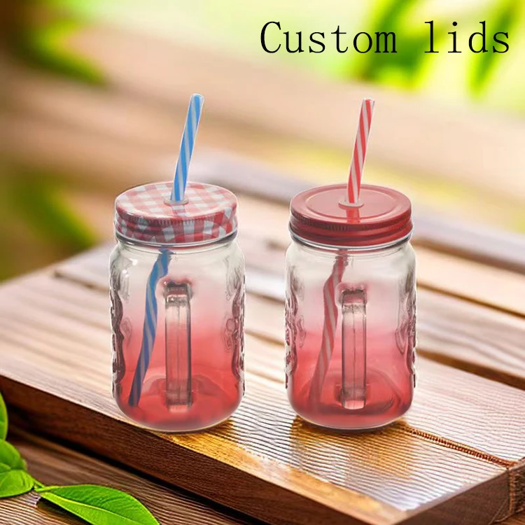 Food Grade promotional Square gradient color With lid And straw 500 ml 17 oz Cute Mugs with Color customization