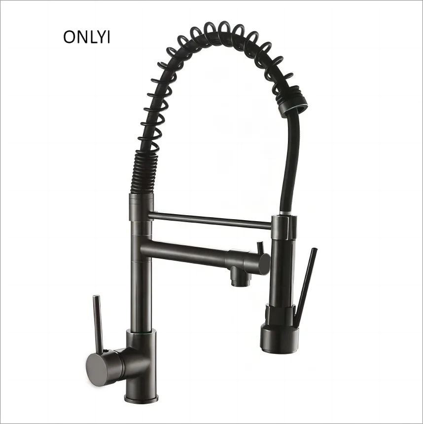 Pull Out Spring Sprayer Dual Spout Kitchen Sink Taps Faucet Classic Kitchen Faucets