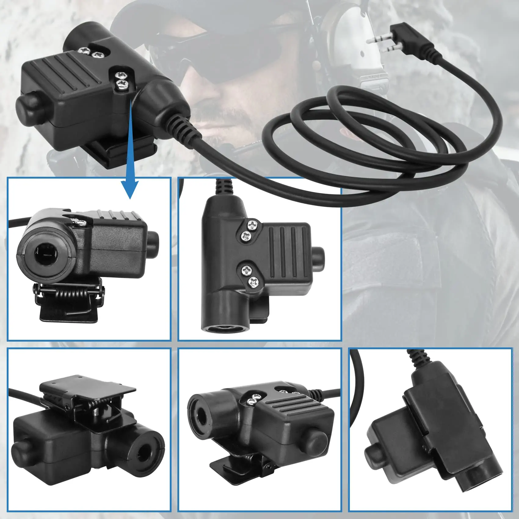 ZTAC U94 PTT Adapter K Plug 2 Pin Civilian Version Aisofe Tactical Headset tactical ptt  for Kenwood/Baofeng Radio