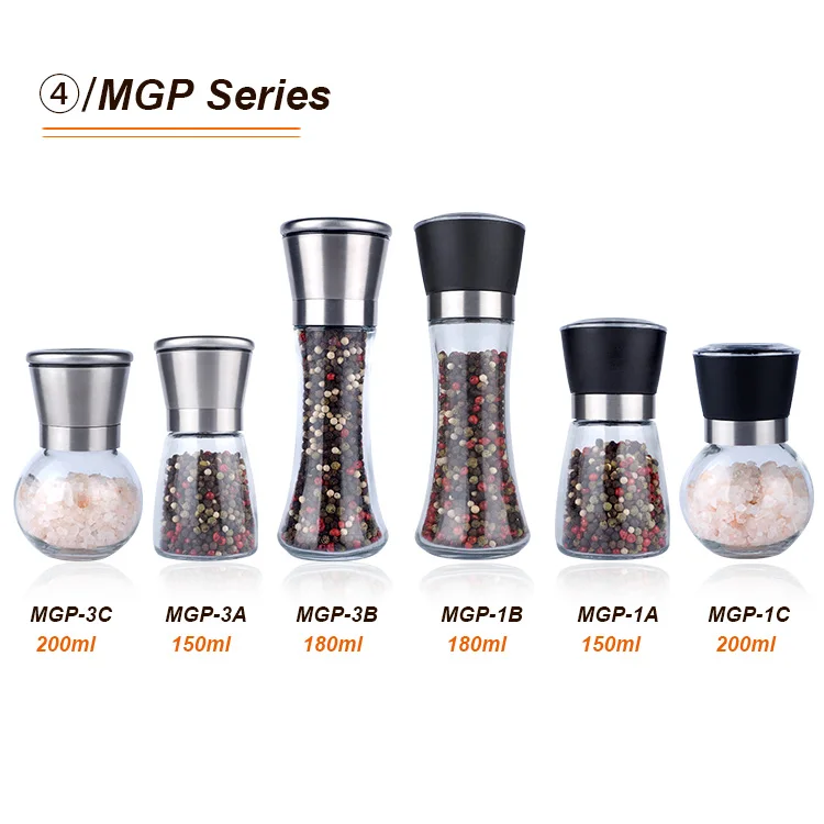 Factory sell  mill glass jar manual salt spice pepper grinder