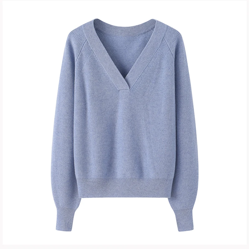 GUOOU autumn new arrival casual oversize v-neck long sleeve winter sweater women