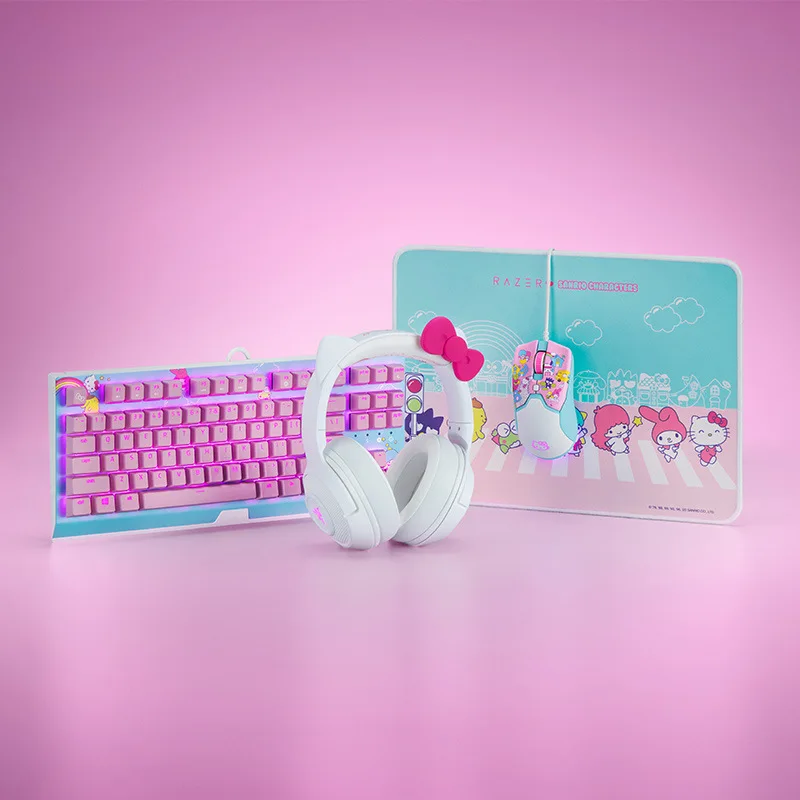 Razer SANRIO персонажи Hello Kitty Ограниченная серия игровая мышь механическая клавиатура наушники набор из трех частей для