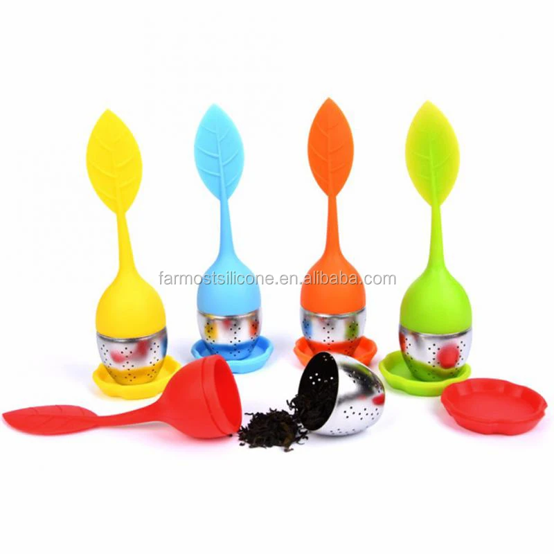 Tea Steeper Infuser with Drip Tray Tea Infuser Silicone Handle Stainless Steel Strainer Loose Leaf Tea Ball Strainer