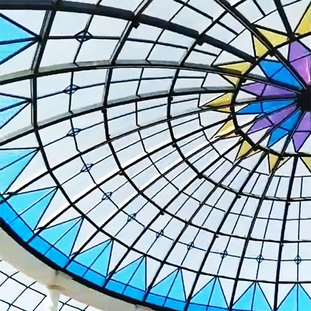 Decorative  Art Glass Handmade Soldered Color Stained Church Dome Ceramic Fritted Curved Tempered Glass