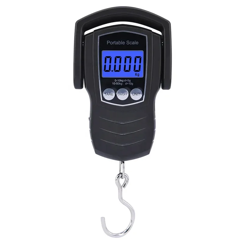 50Kg Hanging Scale with Ruler Digital Portable Fish Hook Electronic Weighting Luggage Scale LED Display Balance