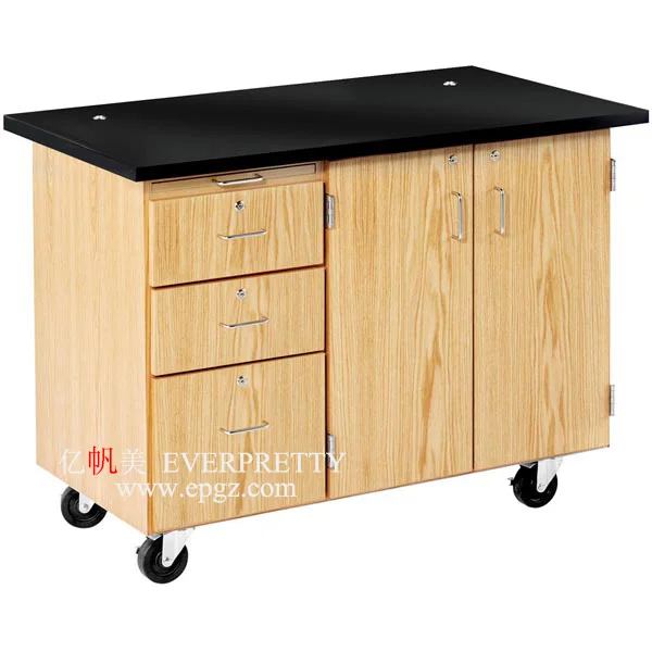 School Laboratory Furniture Wooden Physics Classroom 2-seater Lab Side Table for Classroom Use