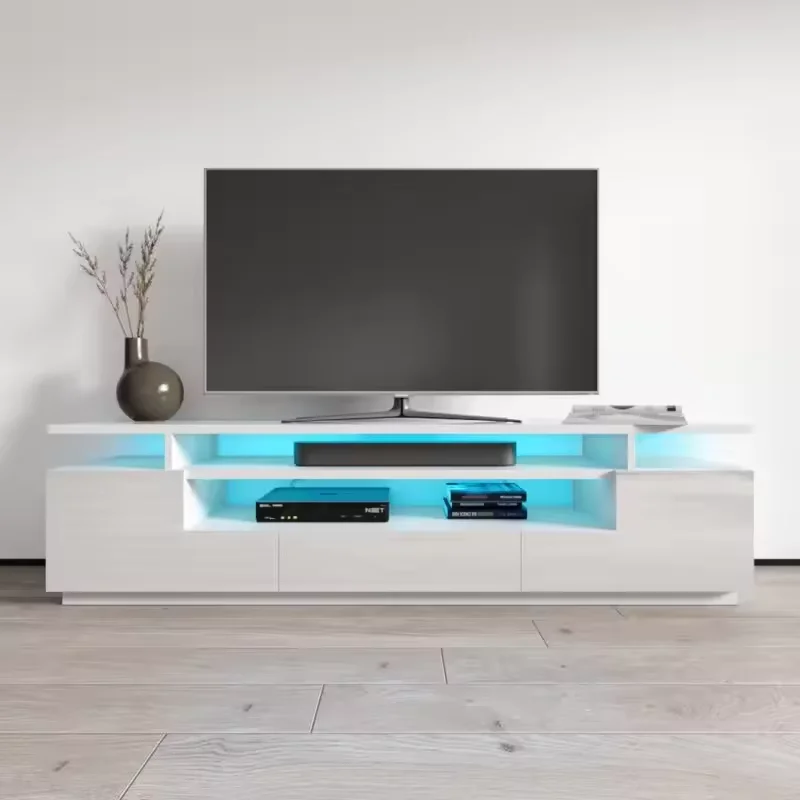 TV Stand for TVs up to 90' TV Cabinet with LED Light Television Cabinet Living Room Furniture