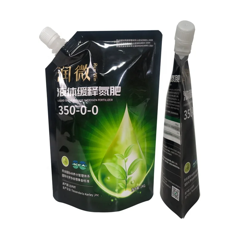 1L Portable Chemical Nitrogen Fertilizer Liquid Water Flat Bottom Packing Bag Stand Up Spout Pouch