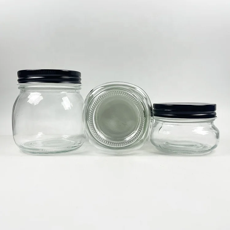 150ml 250ml 380ml 500ml 750ml 1000ml wide Mouth glass Jar Empty Honey Jars with metal Lids Glass Jars for Canning