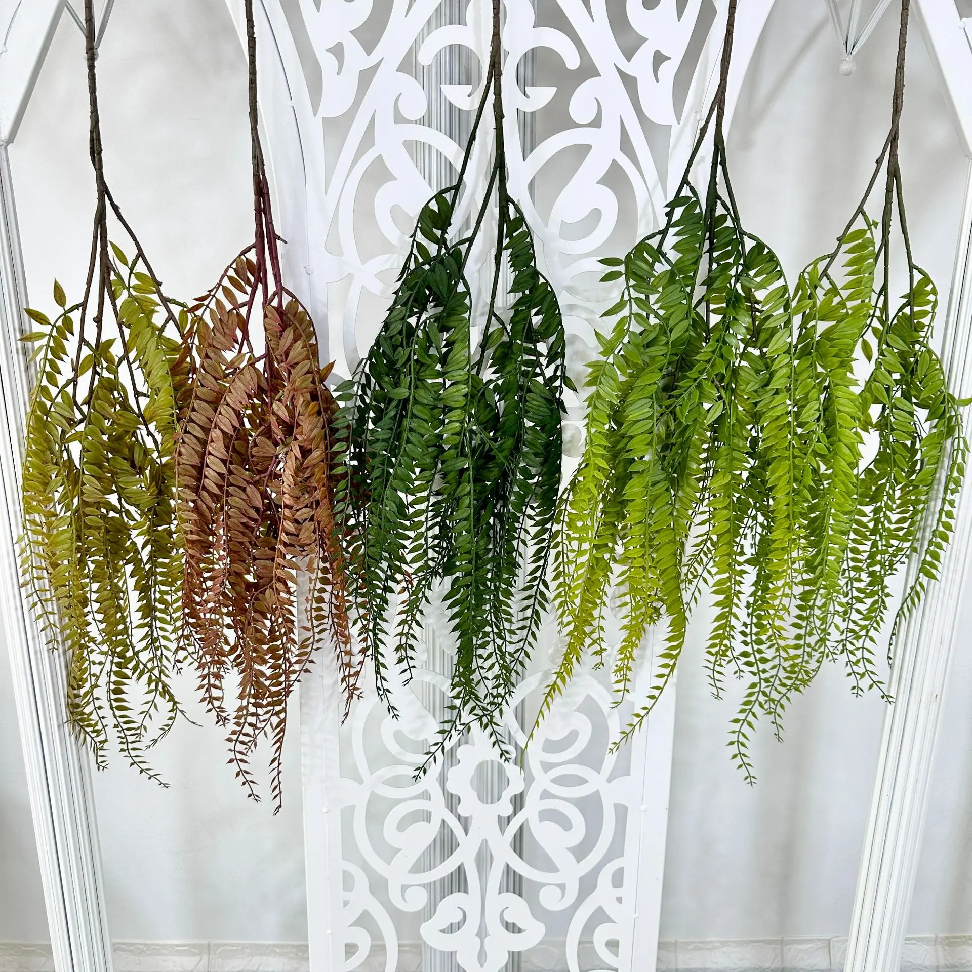 Sales Fishing Fern Leaves Artificial Green Plants Home Courtyard Wall Decorative Flowers Wedding Scenery Greenery wholesale