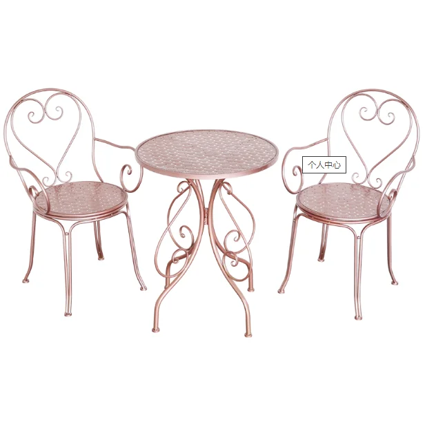 Outdoor wrought iron table and chair leisure garden balcony small coffee table indoor sofa round table and chair combination bed