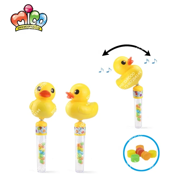 Hot-selling lovely cartoon whistle rubber duck toy candy