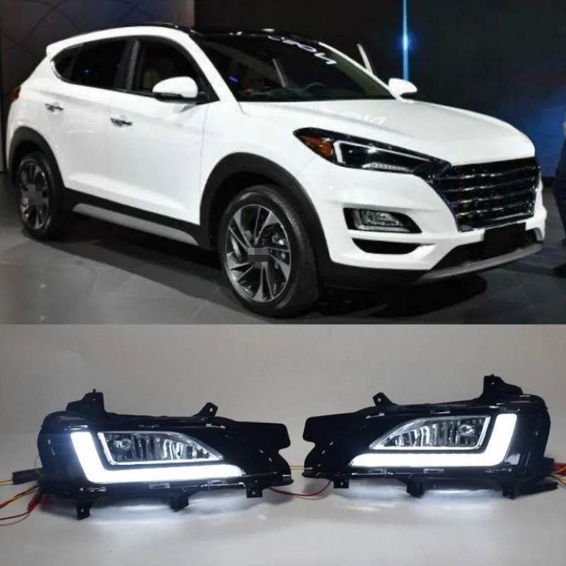 For Hyundai Tucson 2019 Fog Lamp Cover Auto parts DRL Accessories 12V LED Daytime Running Light Daylight front head headlight