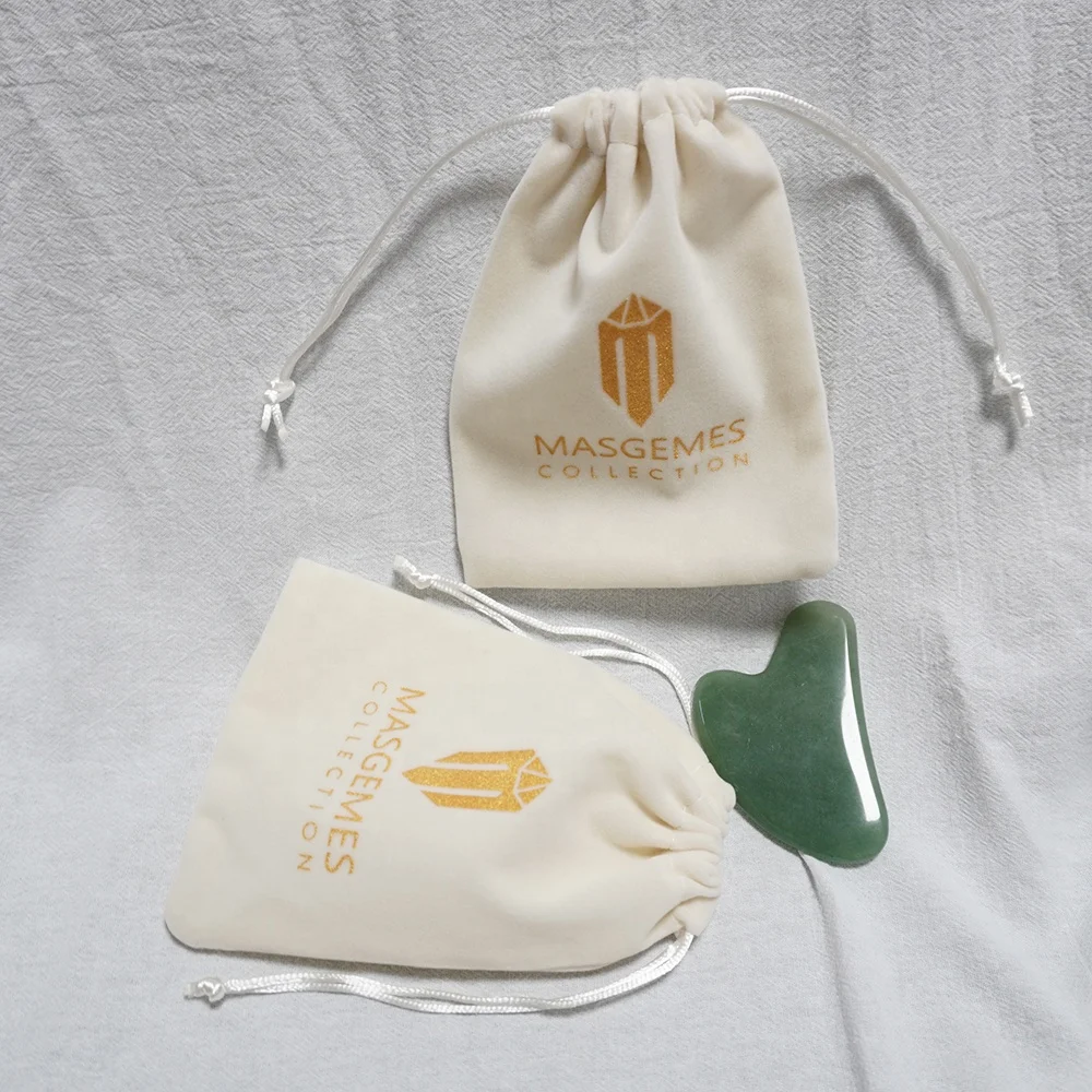 Custom  gold Logo slide White Beige Watch packaging bags Perfume Velvet Jewelry Drawstring Pouch Bag