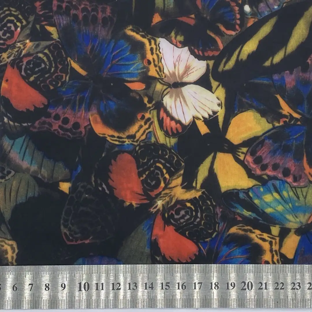 Высококачественный атласный шифоновый дизайн 100% из шелка тутового шелкопряда с принтом бабочки для шарфа одежды подушки маски для глаз полотенце