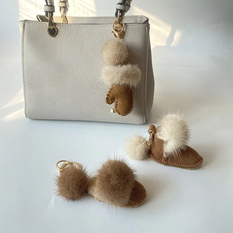 Hot Boots Key Ring Accessories Female Shoes Keychain Accessories Keychaine Ring Plush Shoe Keychain