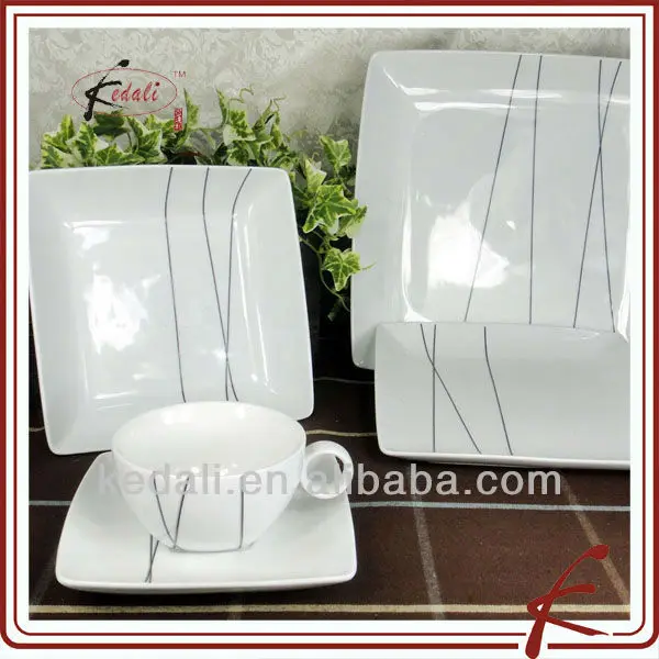 Square Mable Style Ceramic Coffee Cup Dinner Plate Set Tea Cup With Dish Sacuer Set