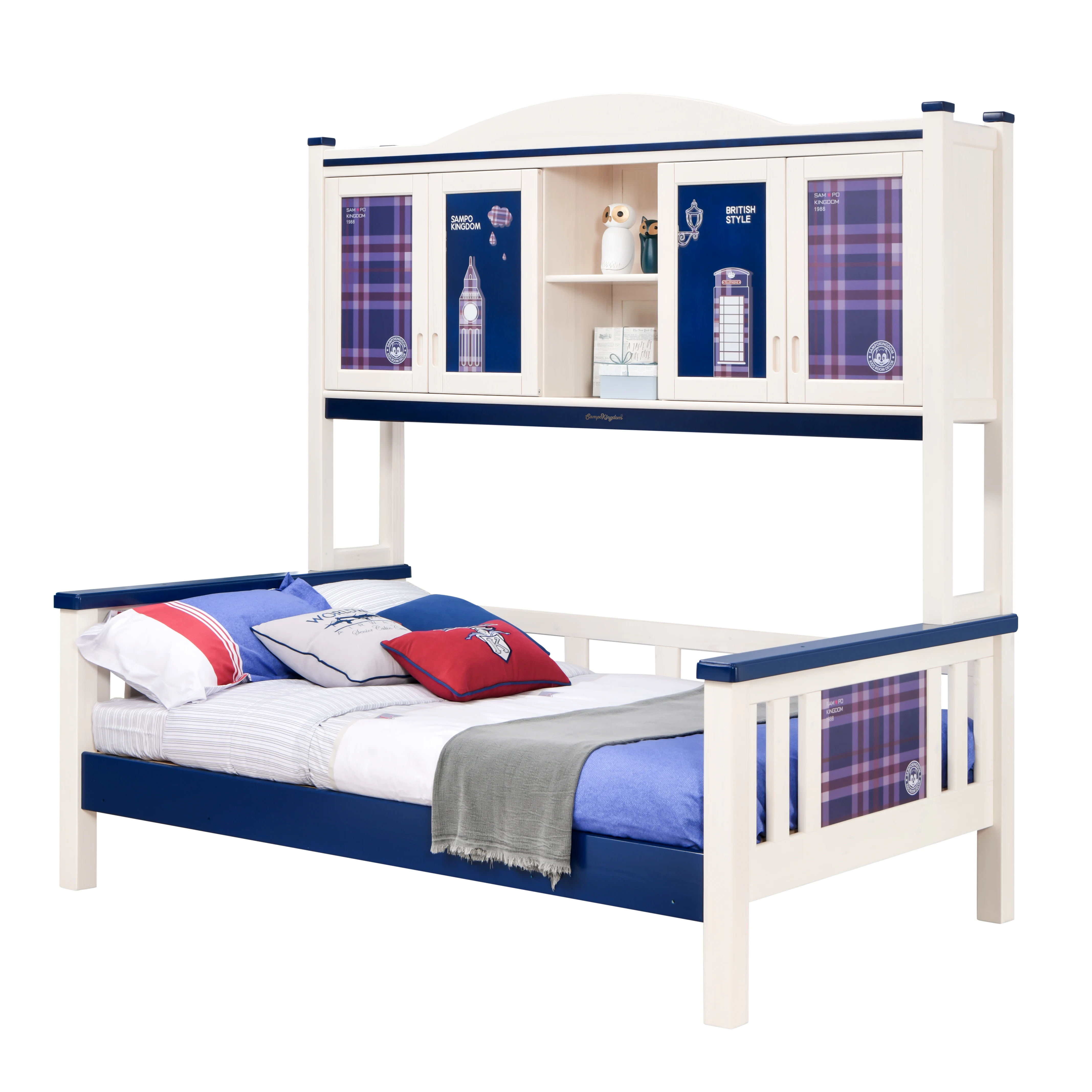 Twin Loft sleeping space+1 bed for whole family +  functional kids bed with storages