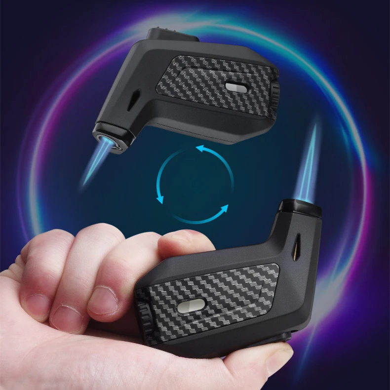 Mini windproof gas torch lighter with safety lock visible window lighter for BBQ cigar