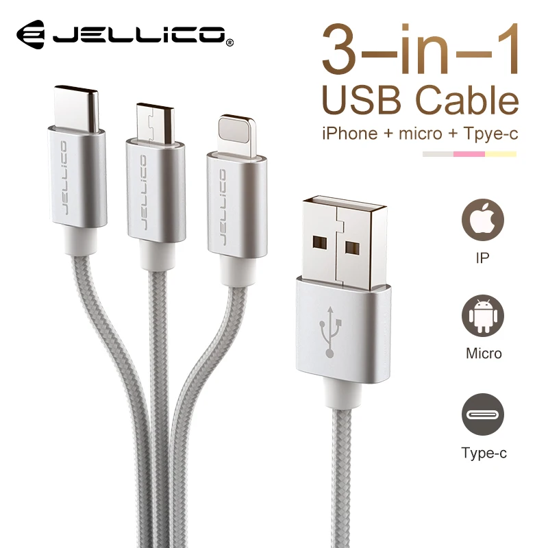  Jellico GS-13 кабель для передачи данных 3 в 1 взаимный обмен данными между компьютером и периферийными устройствами мульти зарядный Iphone Android типа