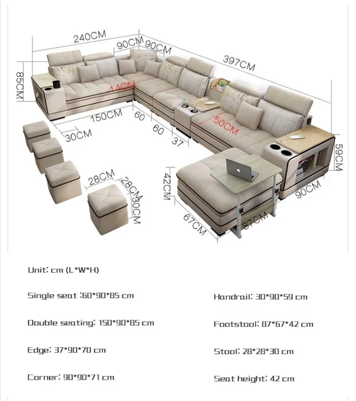 Wholesale Smart Couch Living Room Sofas Luxury Sofa Set 7 Seater Sala Set Living Room Furniture