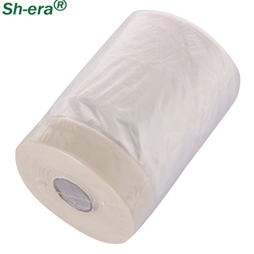 
DIY auto paint clear plastic masking film with adhesive pre-taped masking tape 