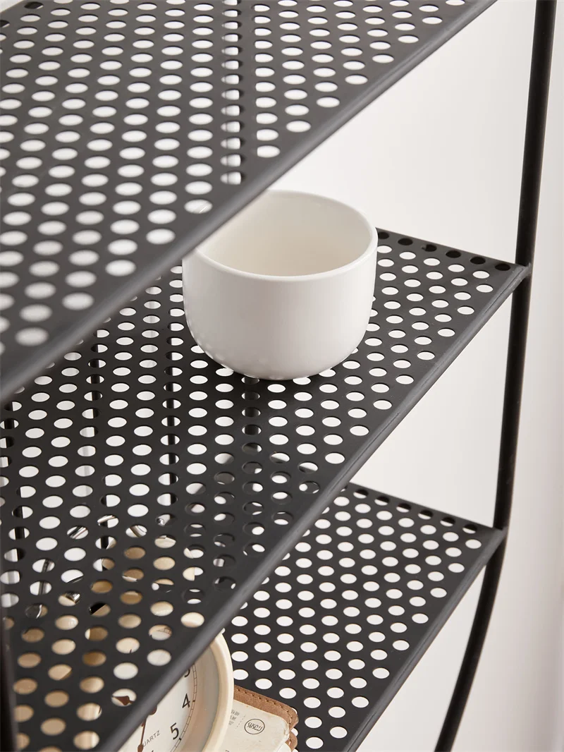 Nordic modern oval black metal wire wall floating shelf living room furniture manufacturer online store