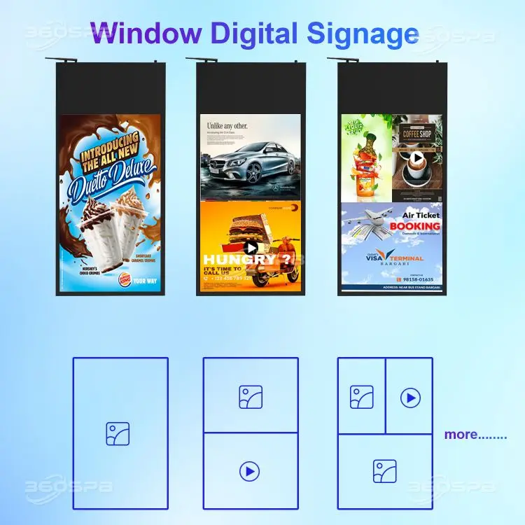 360SPB IWD43A Double-Sided 4k LCD window digital signage panel for retail store
