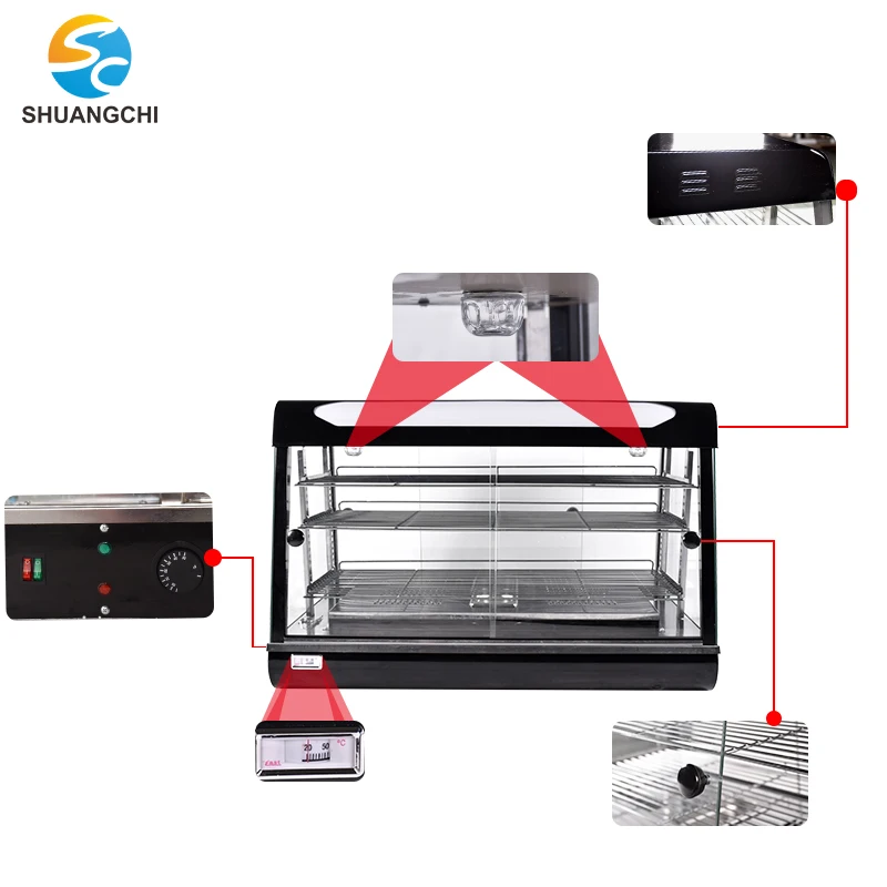 Electric food warming showcase food and Hamburger display warmer machine