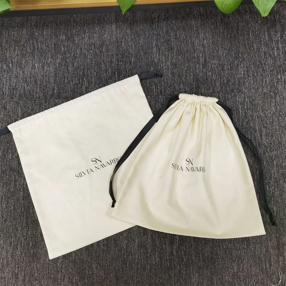 Cotton Canvas Cosmetic Drawstring Bag Custom Logo Makeup Drawstring Shoe Bag Eco Cloth Drawstring Pouch For Tote Bag