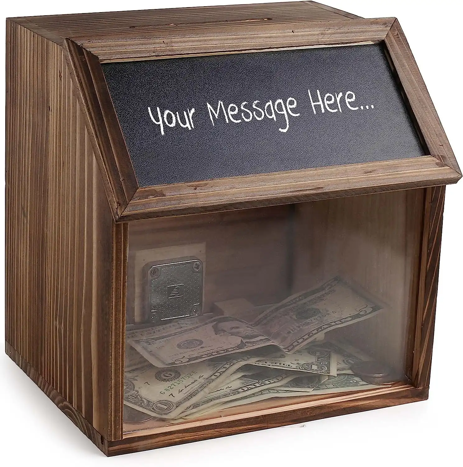 Factory Custom Wooden Suggestion Box Pinewood Ballot Comment Box Donation Box