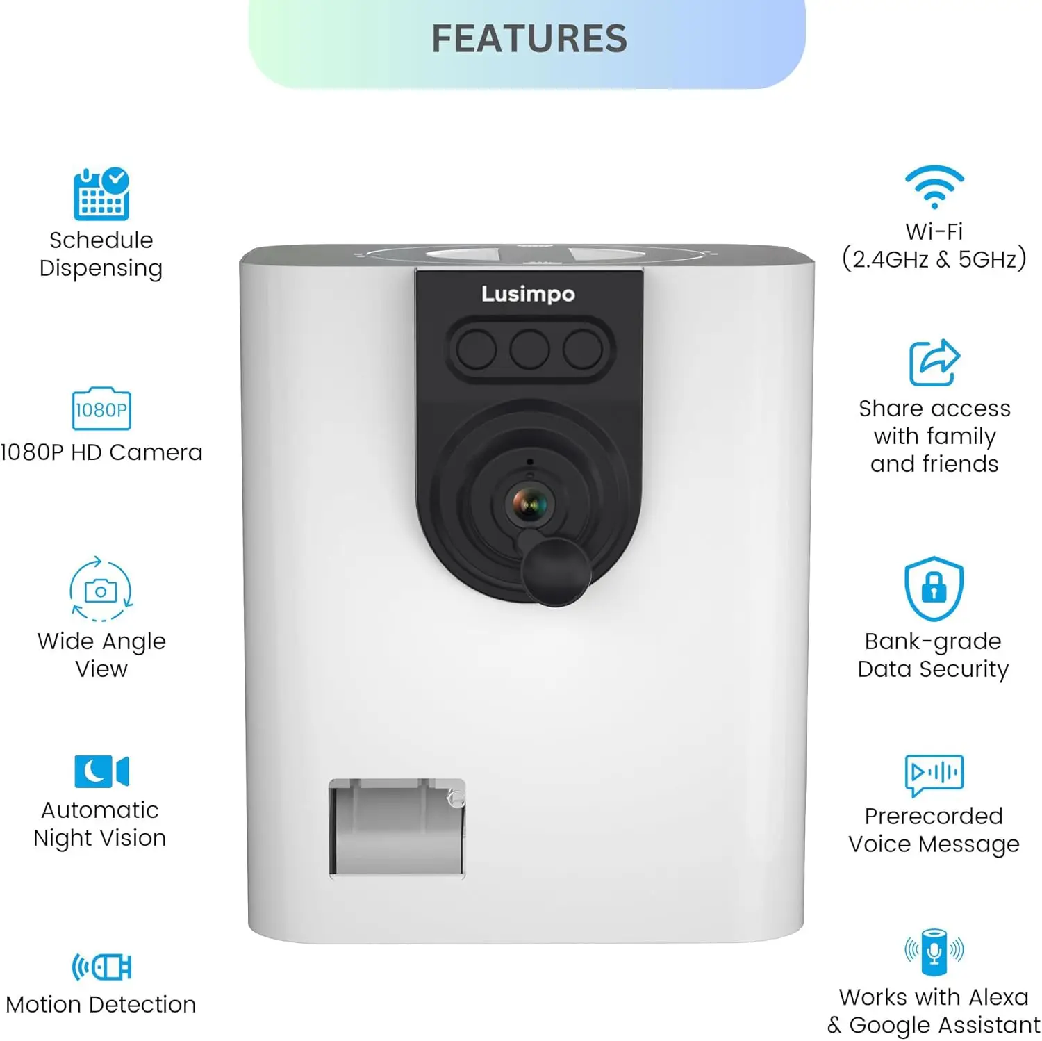 2025 new 1080P WiFi Smart Pet Camera Dogs/Cats Auto Night Vision 2-Way Audio Free App Treat Dispenser Live Video No Monthly Fee