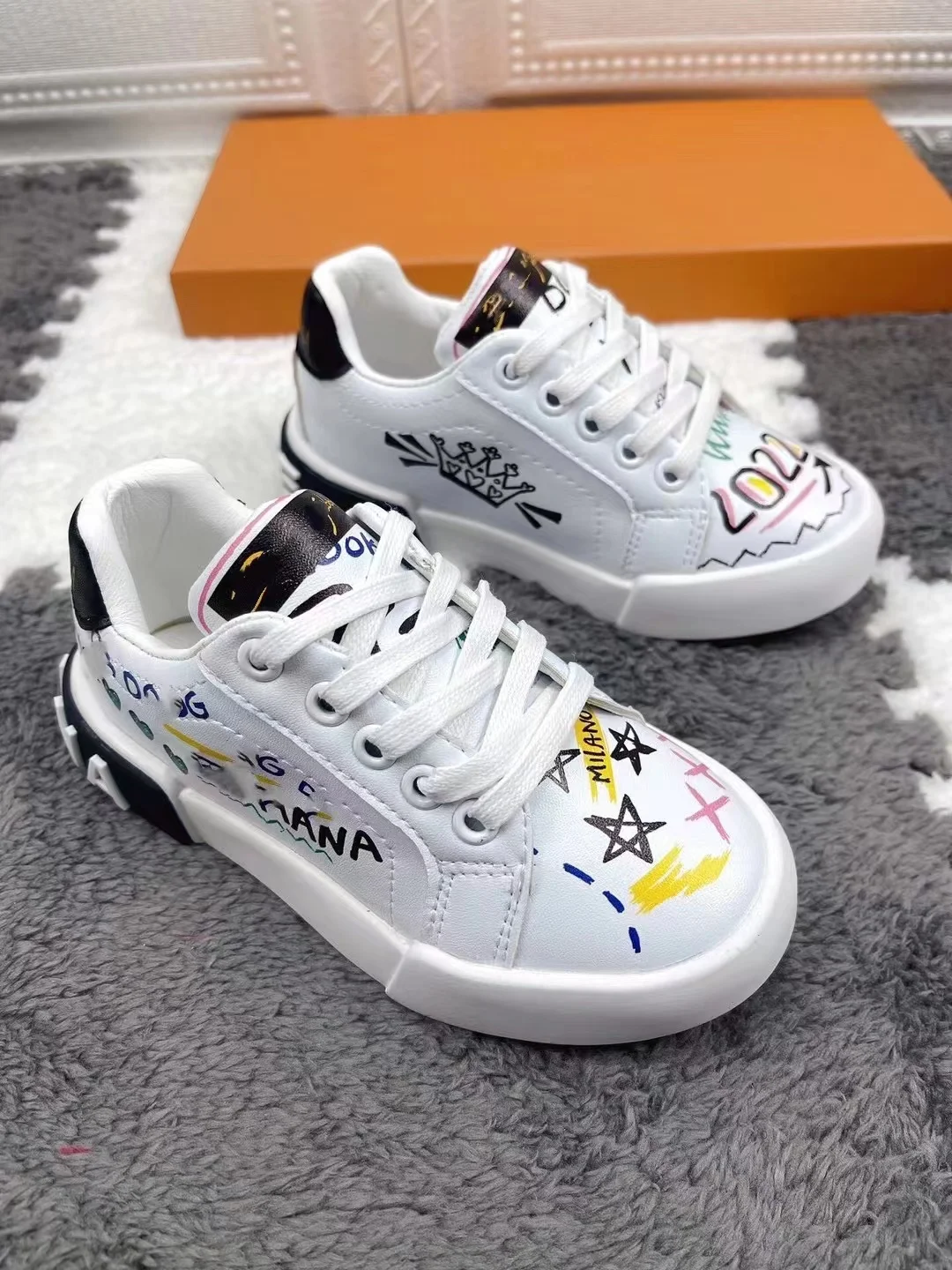 2022 new white kids shoes girls high-end boys