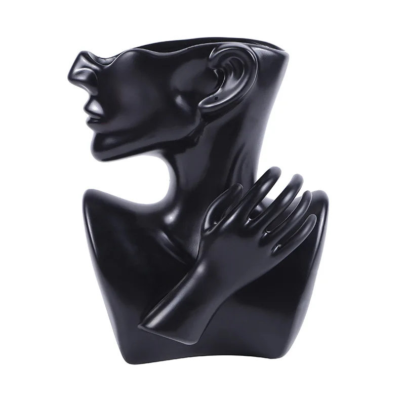 Black Resin Face Vase Head Vase