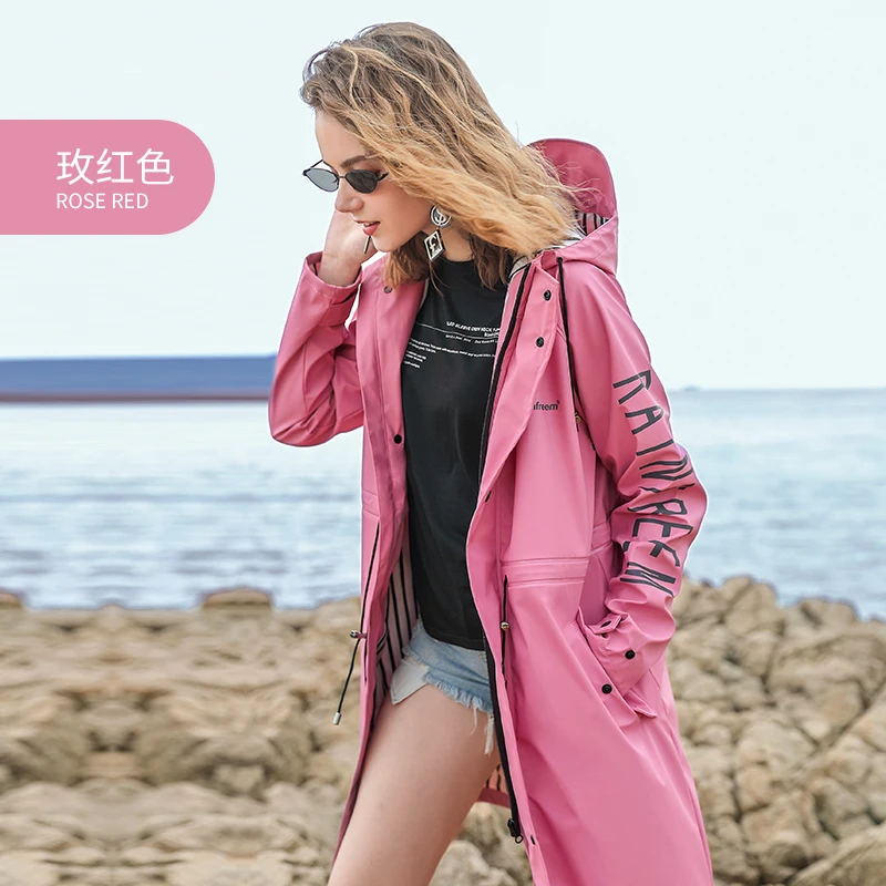 Непромокаемые плащи Rainfreem с капюшоном для улицы женские дождевик куртка из искусственной