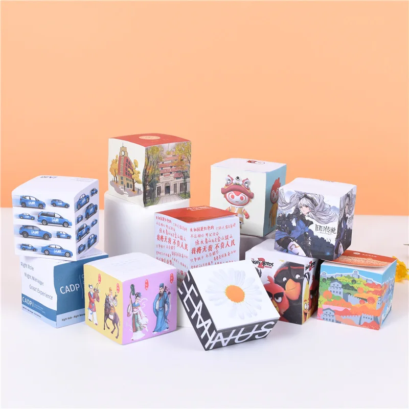 Customized Wooden Pallet Sticky Adhesive Notes Cube Pads Blocks Paper Memo Pad Square Cubes with Pallet