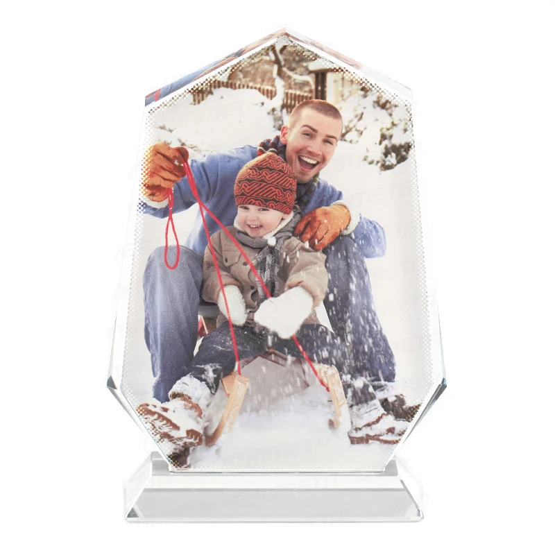 BXP01 Peak Cup Shape Blank Crystal 19.5x14cm Sublimation Printing Image Customized Crystal Trophy