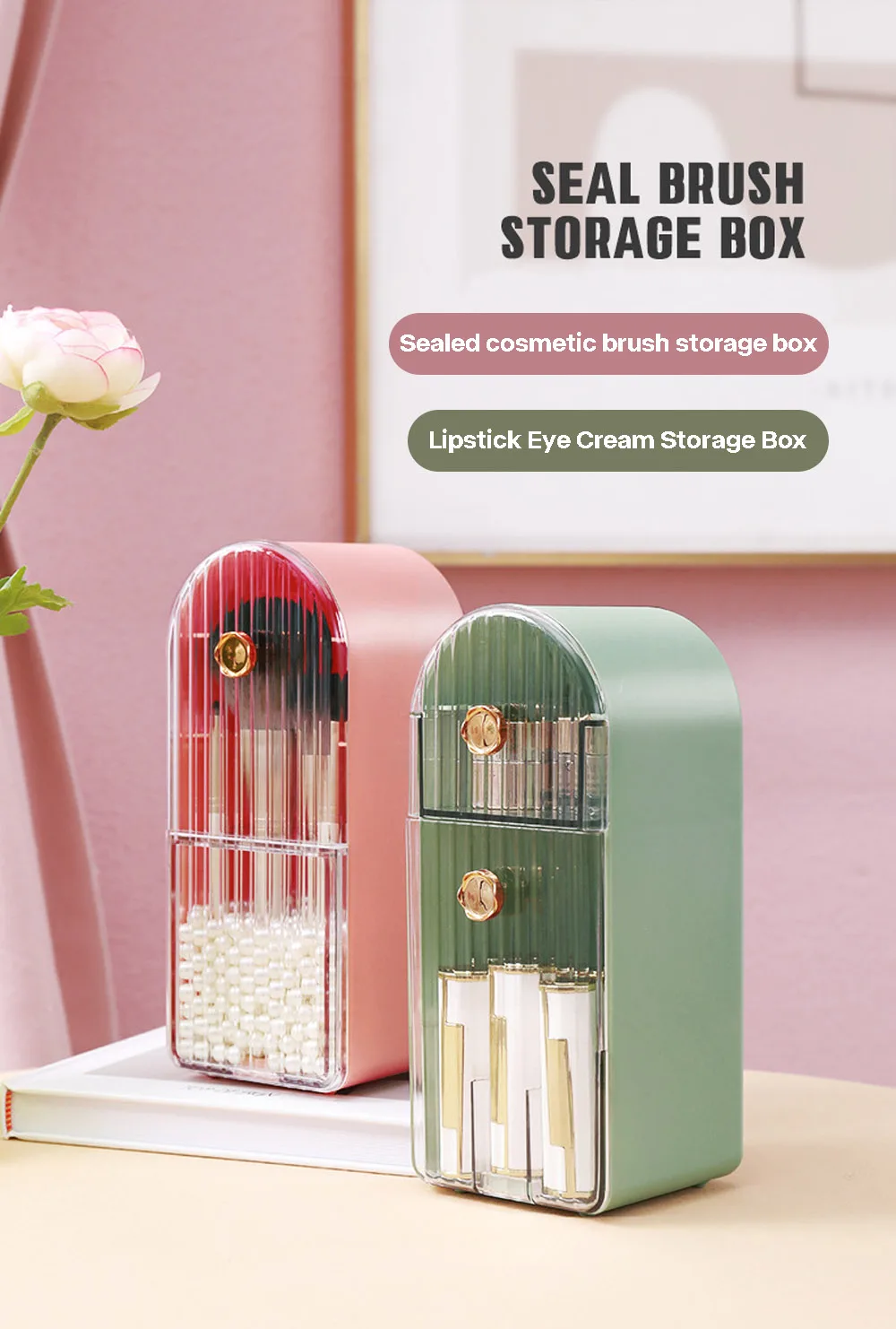 Cosmetic Organizer Makeup Brush Barrel Holder Eyebrow Pencil Plastic Box Waterproof Contains Makeup Brush Storage Box