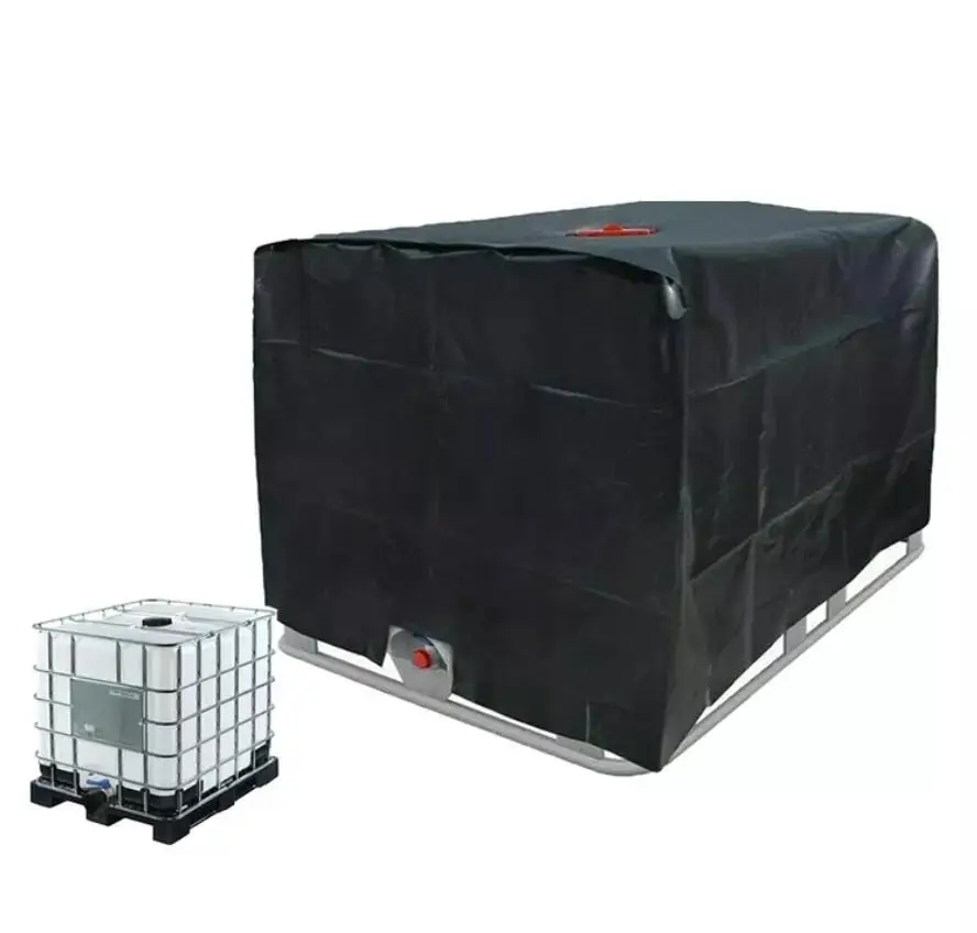 custom size 420D Waterproof All Weather Protection Black Outdoor IBC Ton Barrel Rain Barrel Water Tank Protective Cover