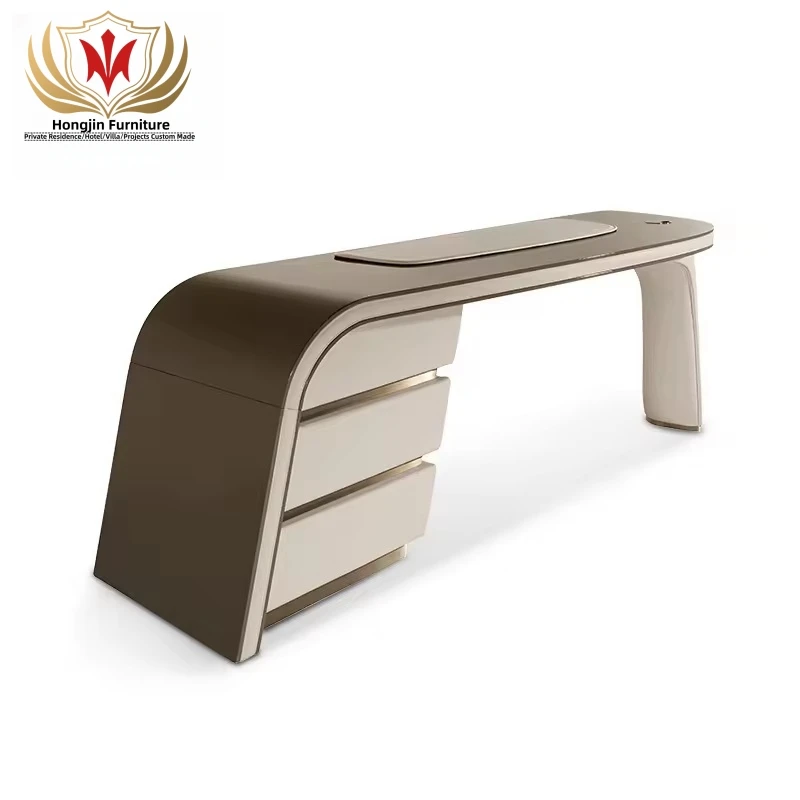 HJ HOME Luxury executive workstation law equipment leather office furniture set home modern italian design office table