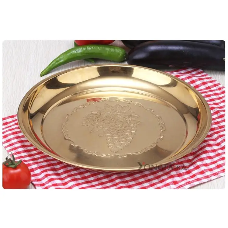 YongFa Hot Plate Charger Stainless Steel Gold Wedding Tray Elegant Dinnerware Dish Metal Serving Tray For Wedding