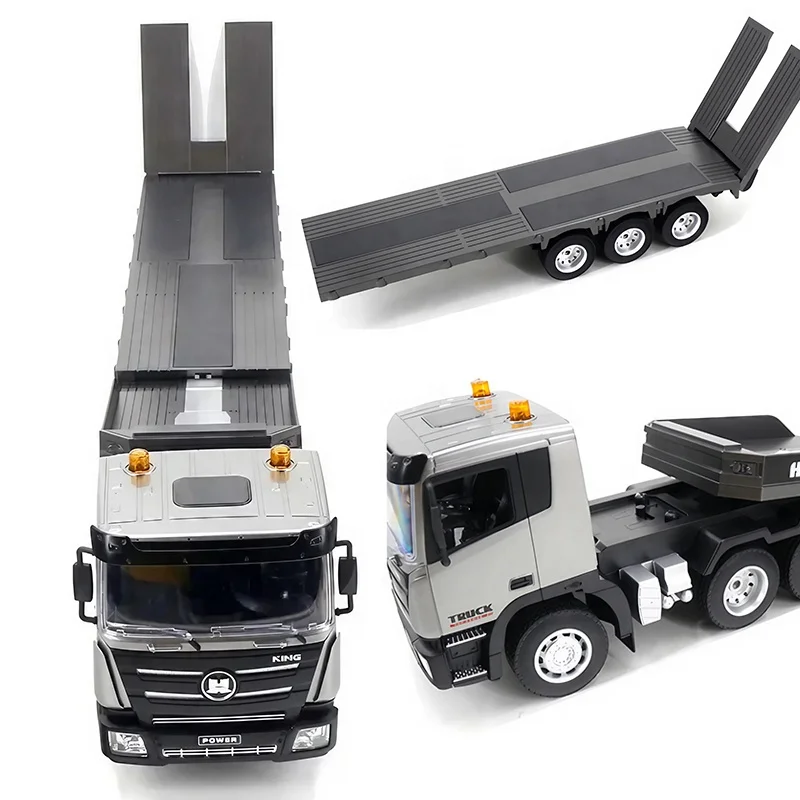Huina 1318 Professional Alloy Metal 12 Wheeler DIY Kit 2.4G 1 24 Scale Remote Control RC Tow Truck Engineering Vehicle For Boys