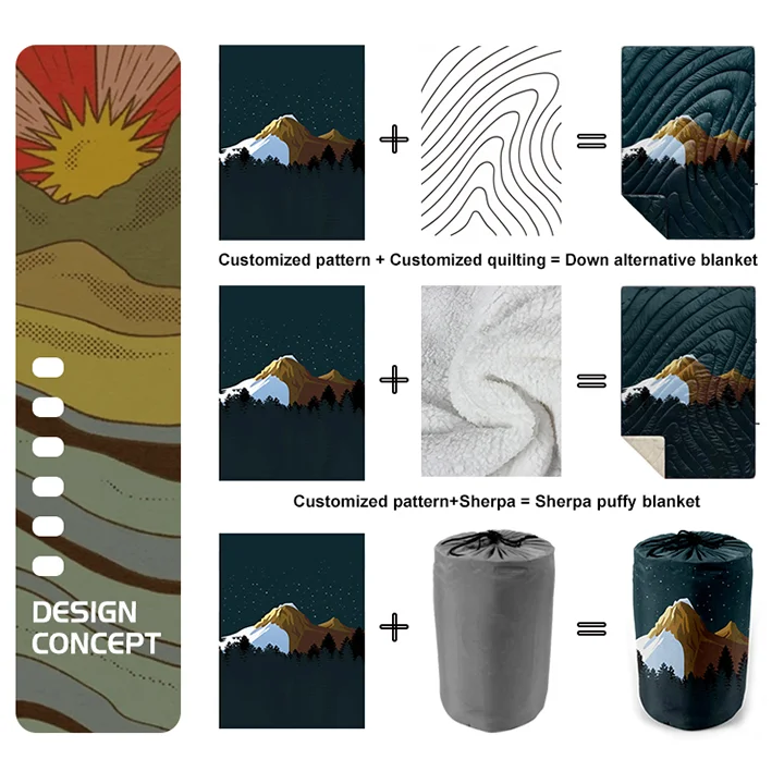 Wholesale New Design Outdoor Hiking Blanket Camping Blanket Puffy Recycled Down Puffy Blanket With Custom Logo No Minimum